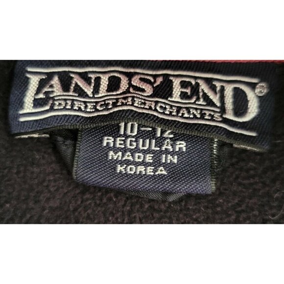 Lands' End Red Fleece Jacket Women Full Zip Zip Pocket Front Size Medium 10-12 - Picture 7 of 7